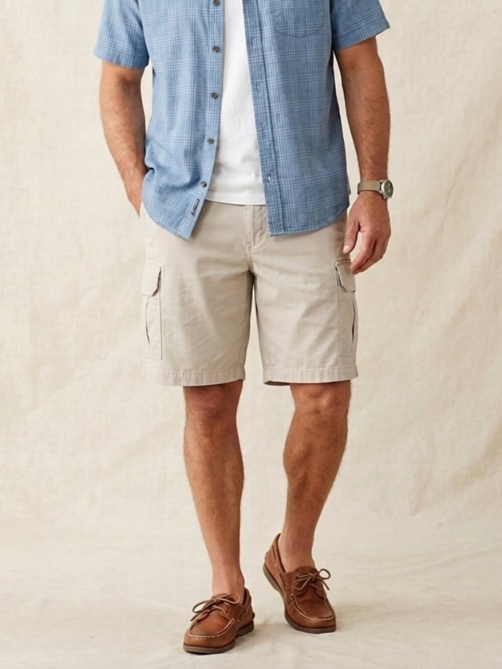 L.L. Bean Men's Size 38 Light Khaki Cotton Cargo Shorts